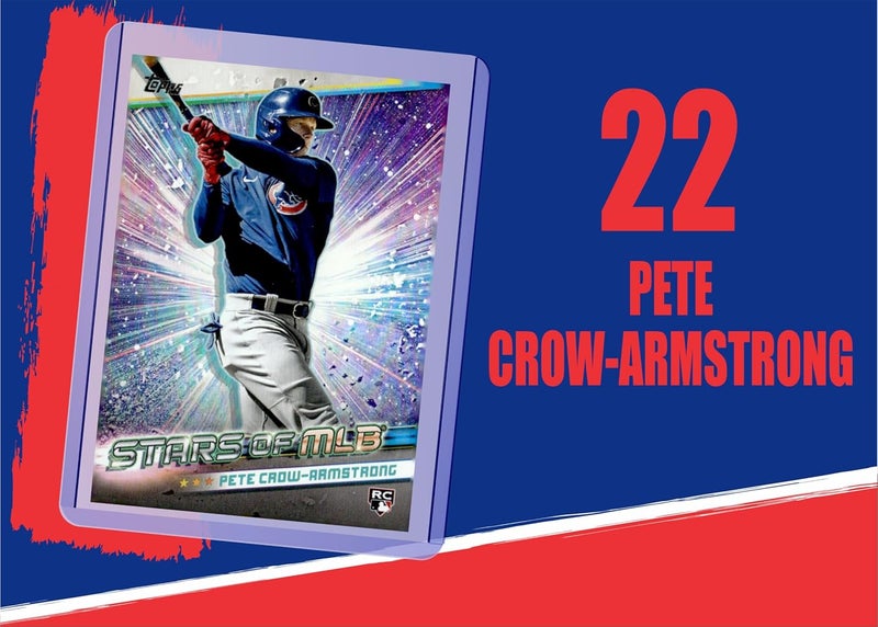 Chaser Pete Crow-Armstrong (5) Assorted Baseball Cards Gift Pack - Chicago Cubs - Image 4